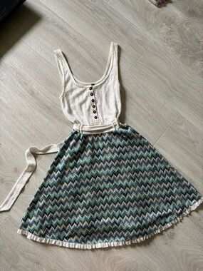 Free People Cream/Chevron dress